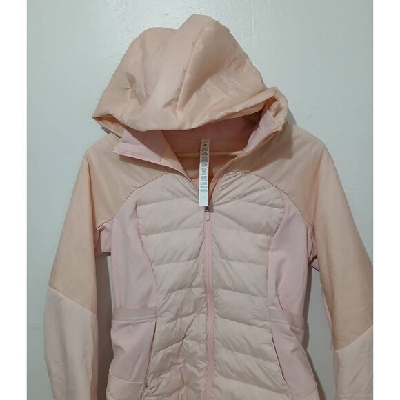 Lululemon women Sz 10 down for it all white goose down lightweight jacket peach - Picture 4 of 9